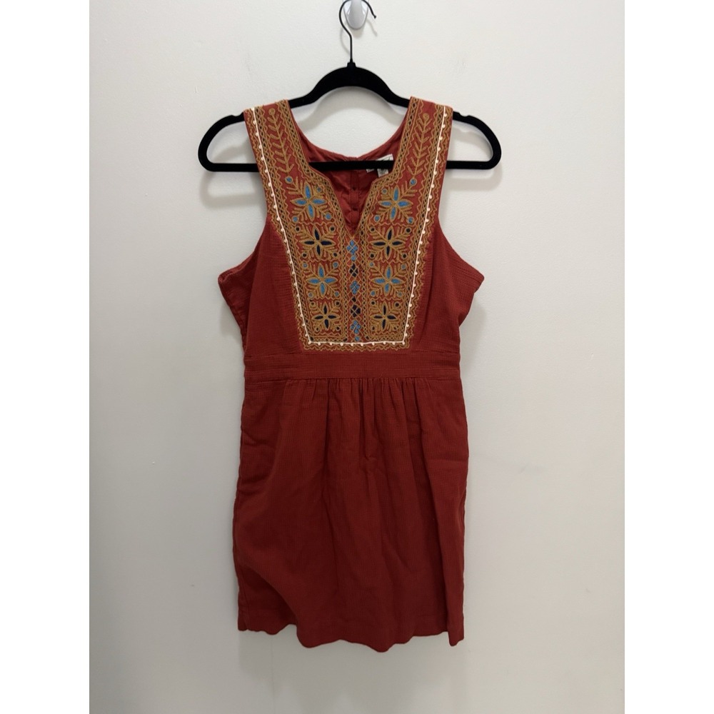 Lucky Brand Red Long Sleeve Dress with Embroidered Details